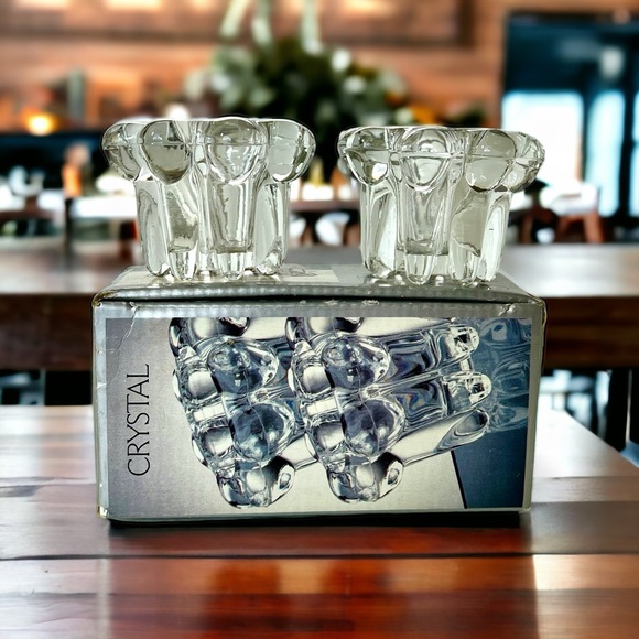 VTG Crystal 2 Pc. Candle Holder Set For Votive and Tapered Candles - Picture 1 of 13